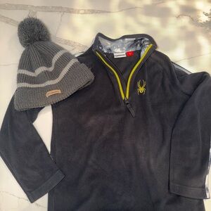Boys size medium Spyder 1/4 zip and Columbia Beanie